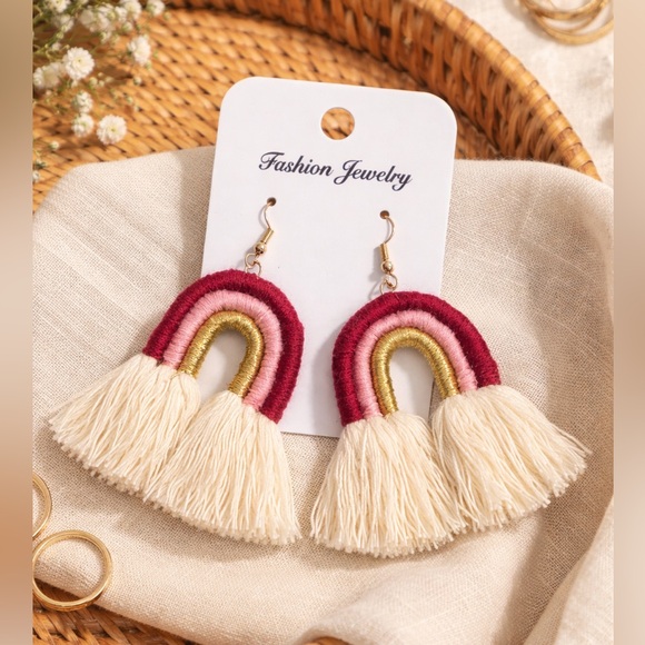 Jewelry - Boho Rainbow Tassel Fringe Statement Earrings- NEW